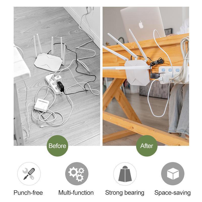 Double-sided adhesive hooks for a no-drill storage solution